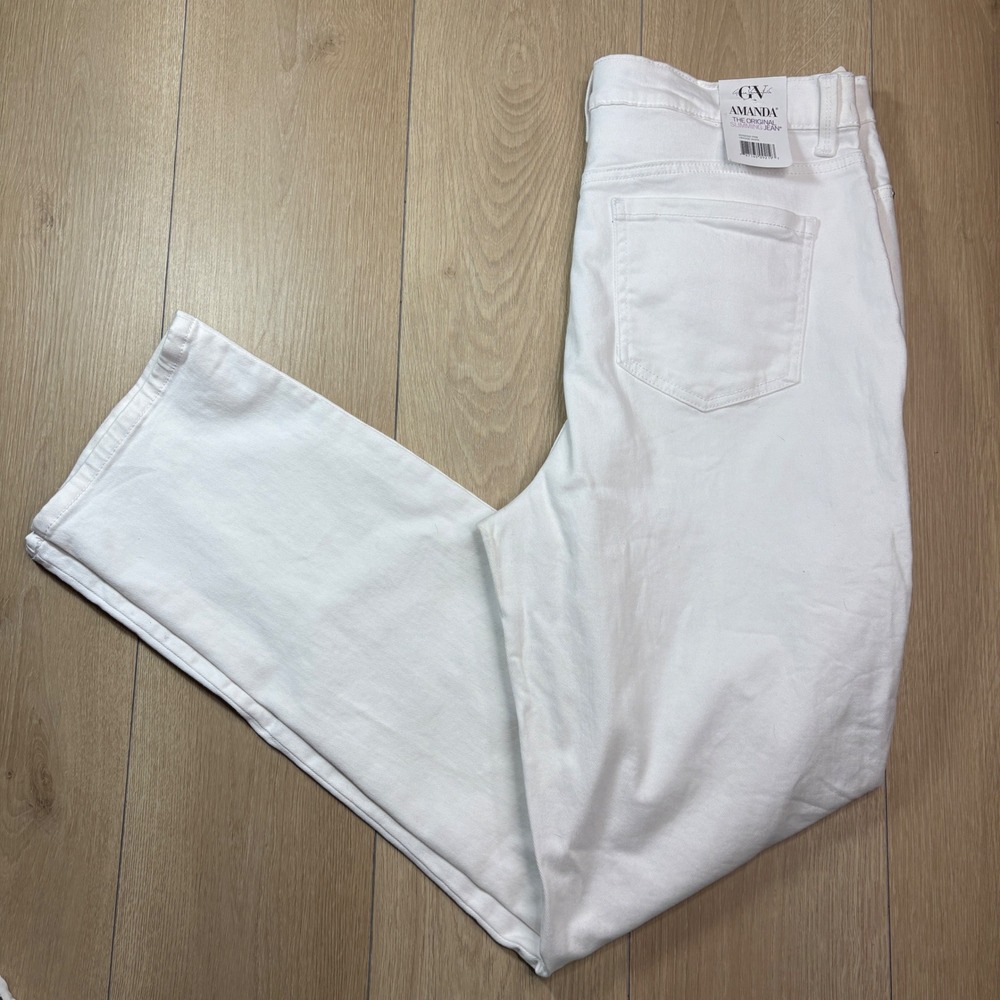 Gloria Vanderbilt Amanda Slimming Jeans Vintage White 14 Long Tapered Leg NEW